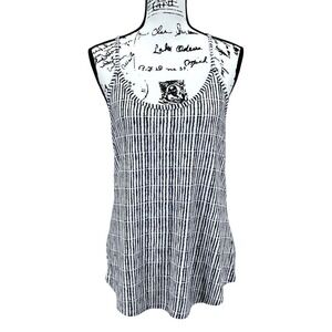 Athleta Shibori Print Racerback Tank Top Size Medium Blue White Striped Yoga‎